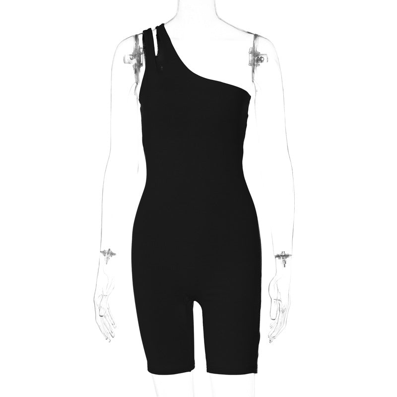 One Shoulder Slim Fit Hip Sports Yoga Jumpsuit
