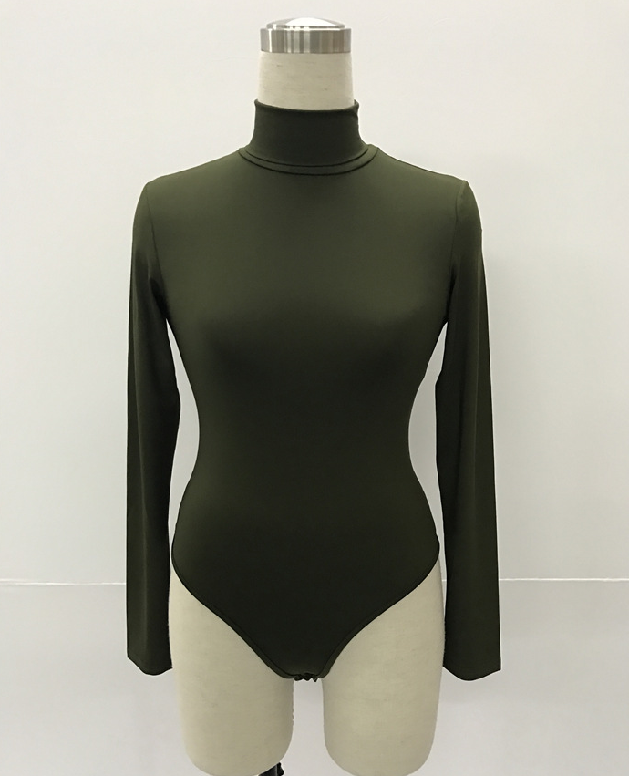 Best selling women 12 color long sleeve high collar Slim jumpsuit