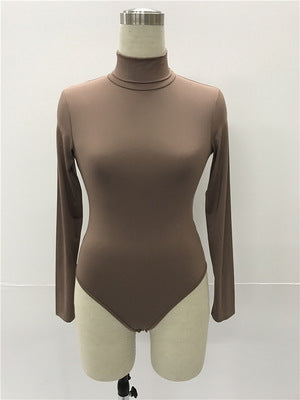 Best selling women 12 color long sleeve high collar Slim jumpsuit