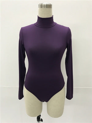 Best selling women 12 color long sleeve high collar Slim jumpsuit