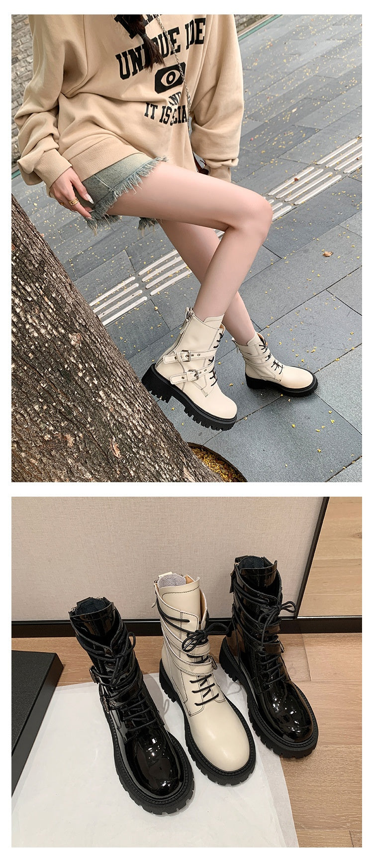 French British Style Thick Sole Boots