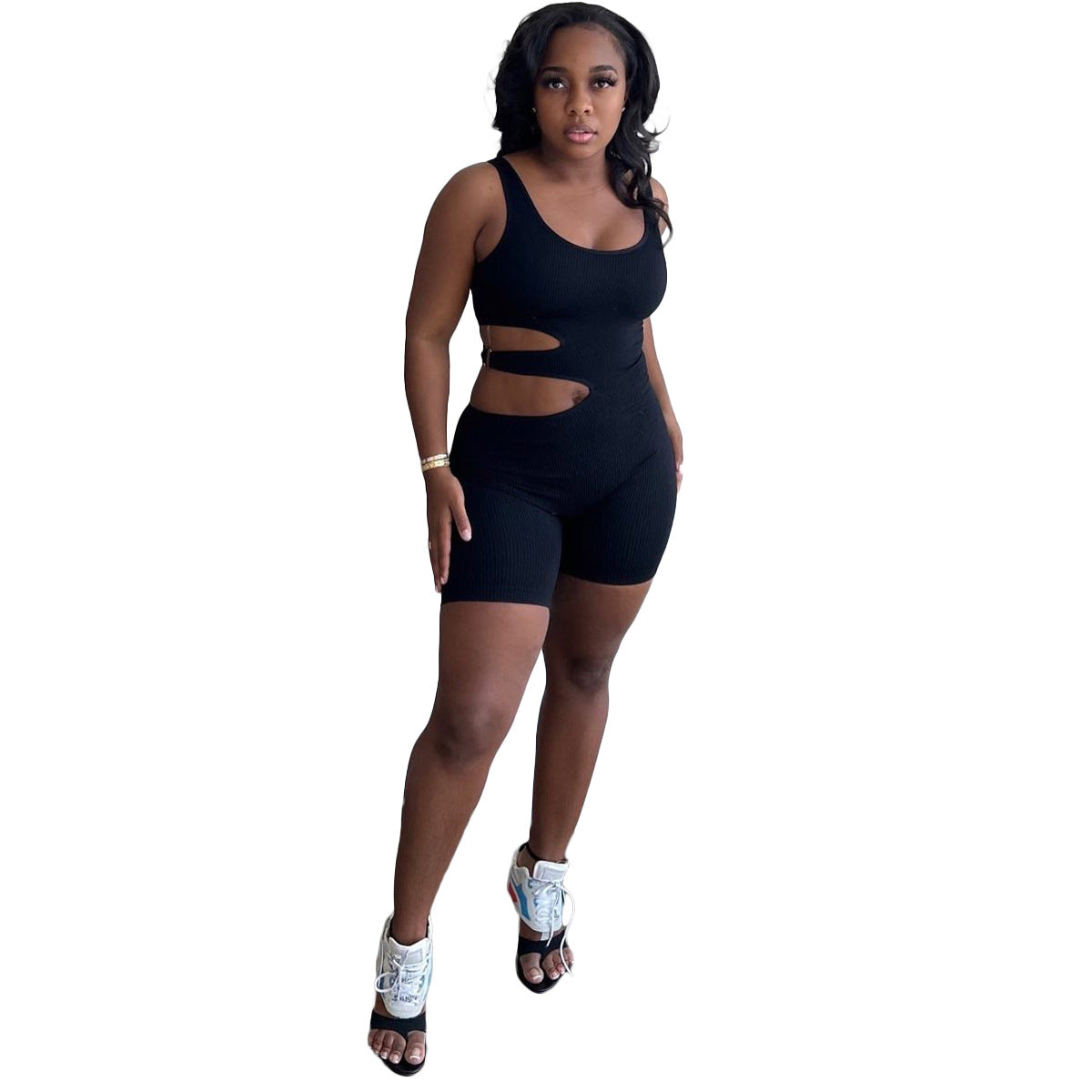 Summer Streetwear Bodycon Brown Sleeveless Jumpsuit