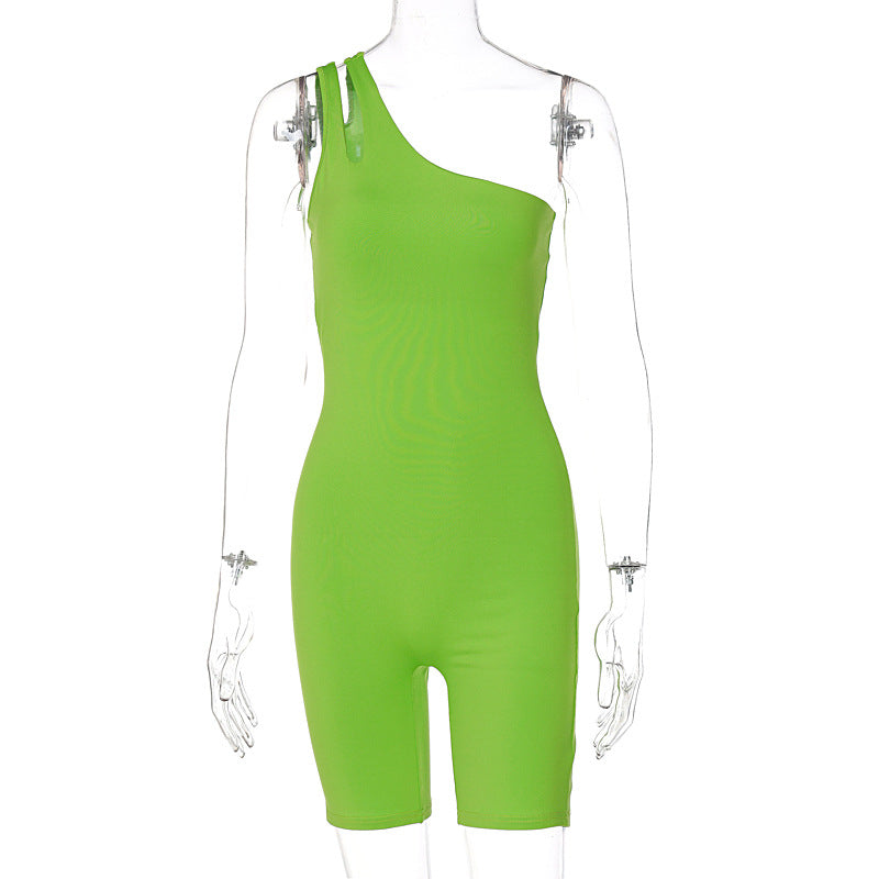 One Shoulder Slim Fit Hip Sports Yoga Jumpsuit