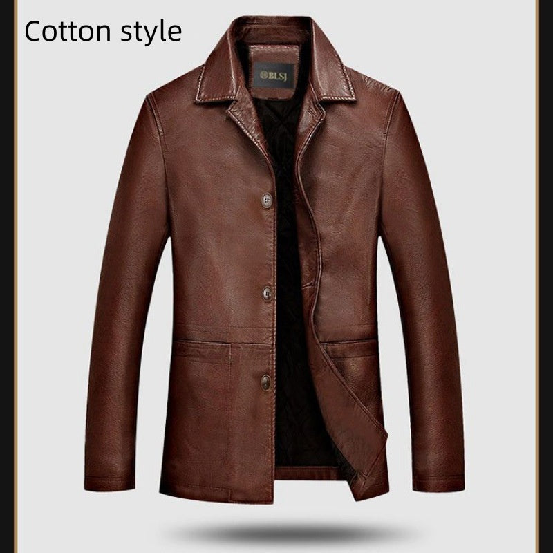 Solid Color Polo Collar Coat Men's Clothing