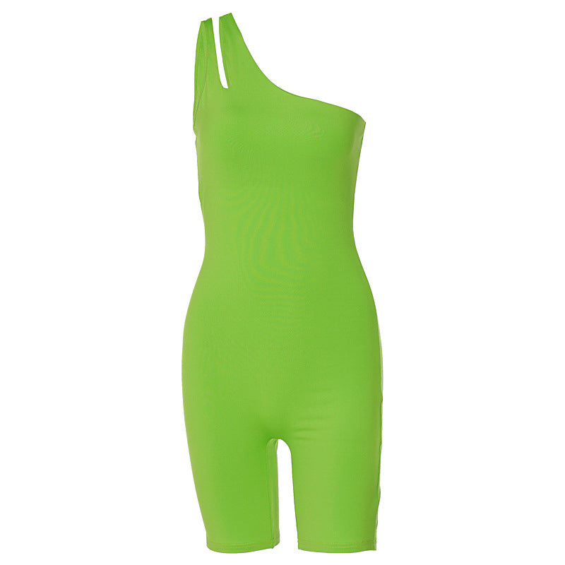 One Shoulder Slim Fit Hip Sports Yoga Jumpsuit