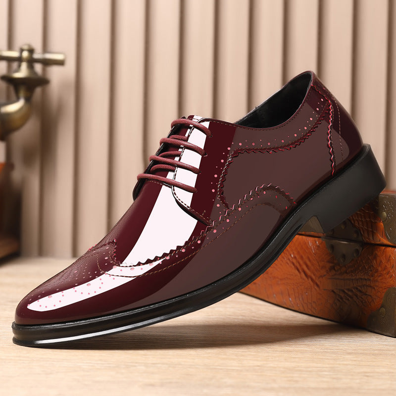 Men's Fashion Brogue Patent Leather Shiny Shoes