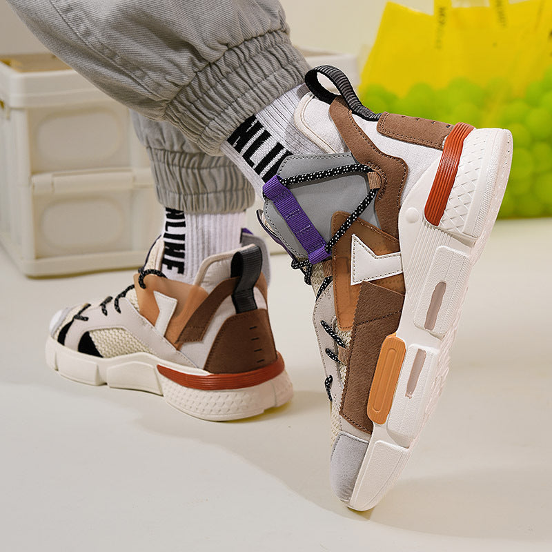 Men's Summer Fly knit Breathable Mesh Surface High-top Board Shoe