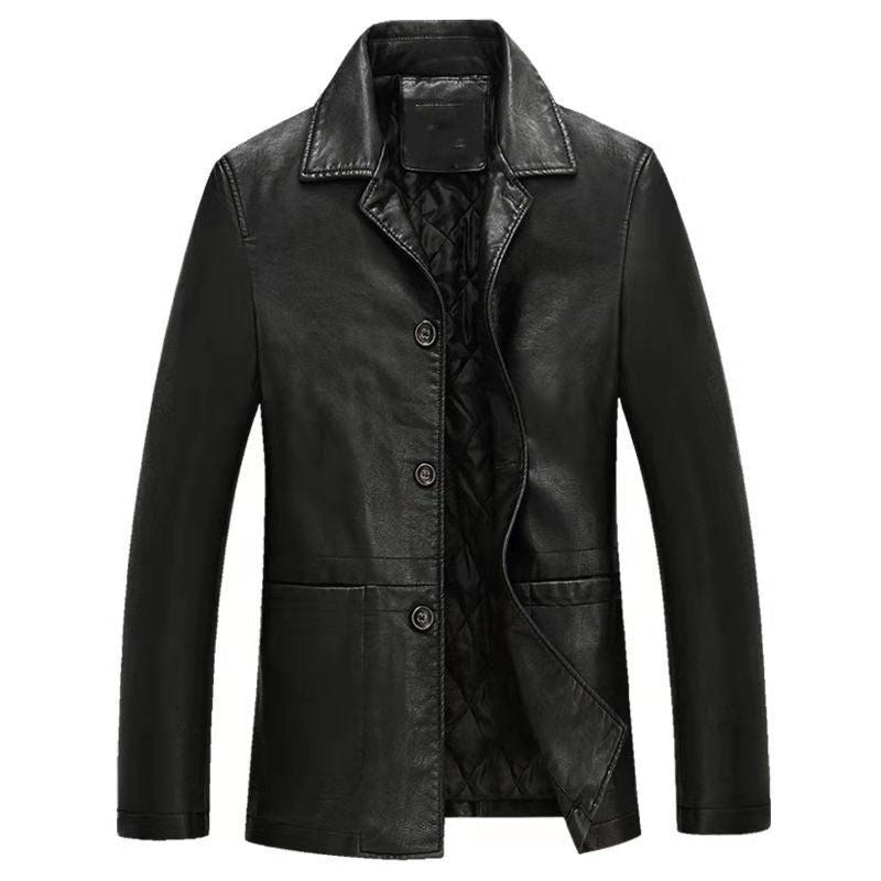 Solid Color Polo Collar Coat Men's Clothing