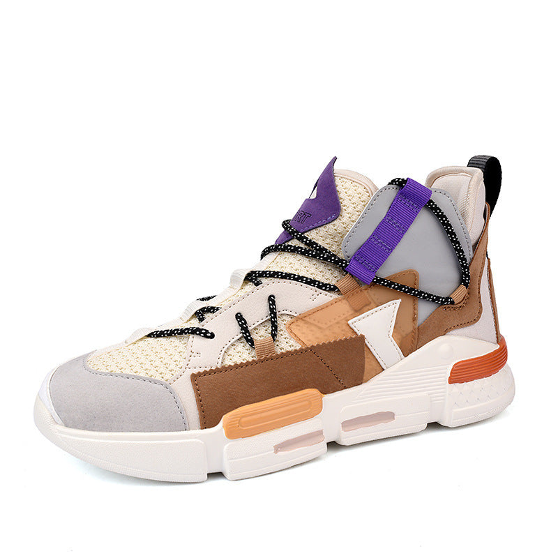 Men's Summer Fly knit Breathable Mesh Surface High-top Board Shoe