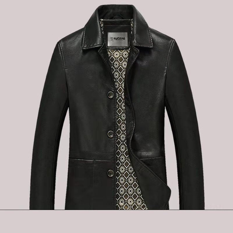 Solid Color Polo Collar Coat Men's Clothing