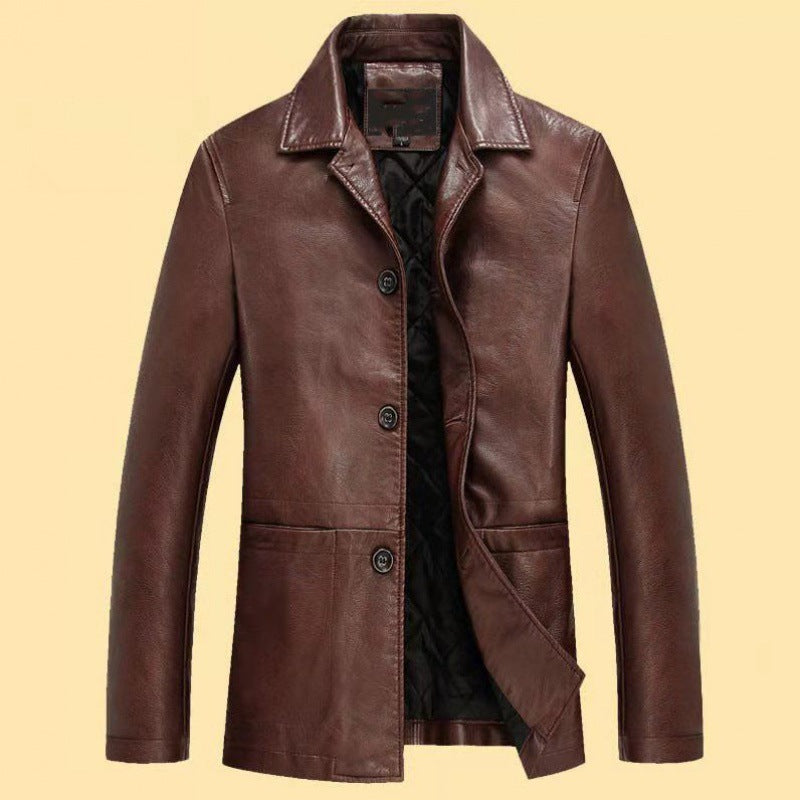 Solid Color Polo Collar Coat Men's Clothing