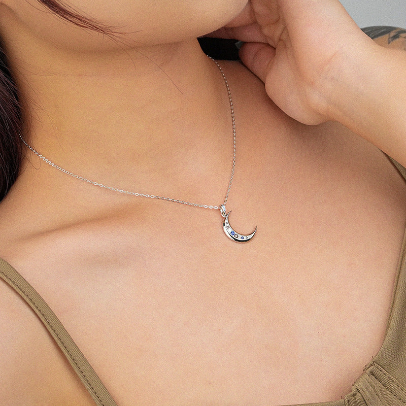 Female Yuanfan 925 Sterling Silver Moon Necklace