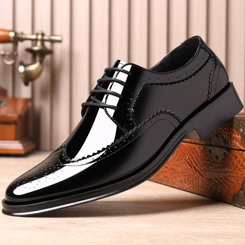 Men's Fashion Brogue Patent Leather Shiny Shoes