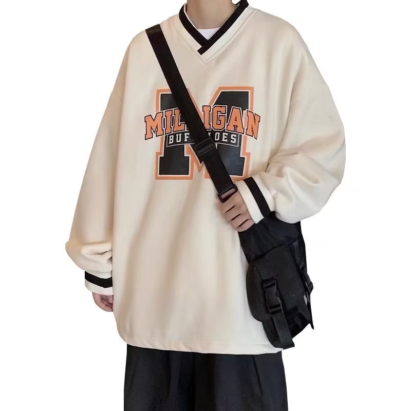 Men's Fashionable V-neck Printed Sweater