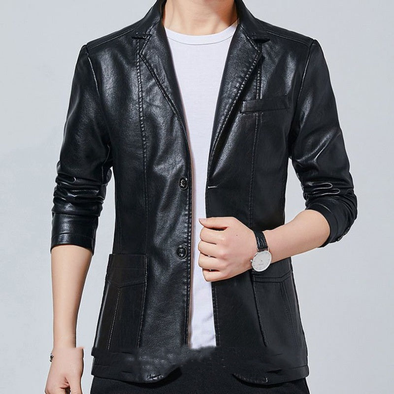 Solid Color Polo Collar Coat Men's Clothing