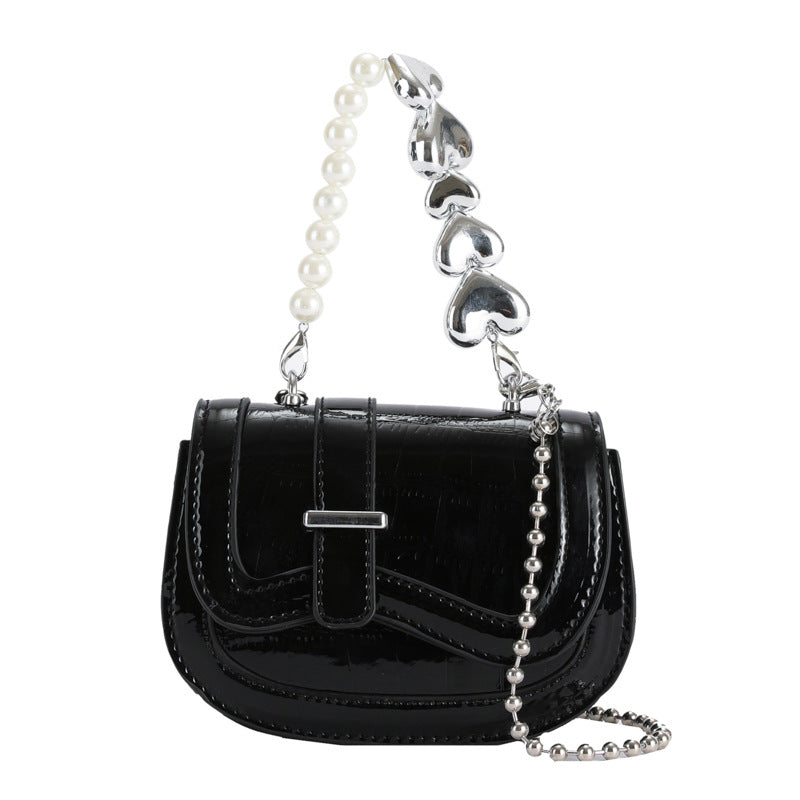 New Laser Pearl Tote Girl Mini Saddle bag
