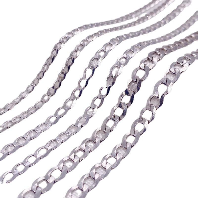 S925 Sterling Silver Simple Trendy Men's Curb Necklace