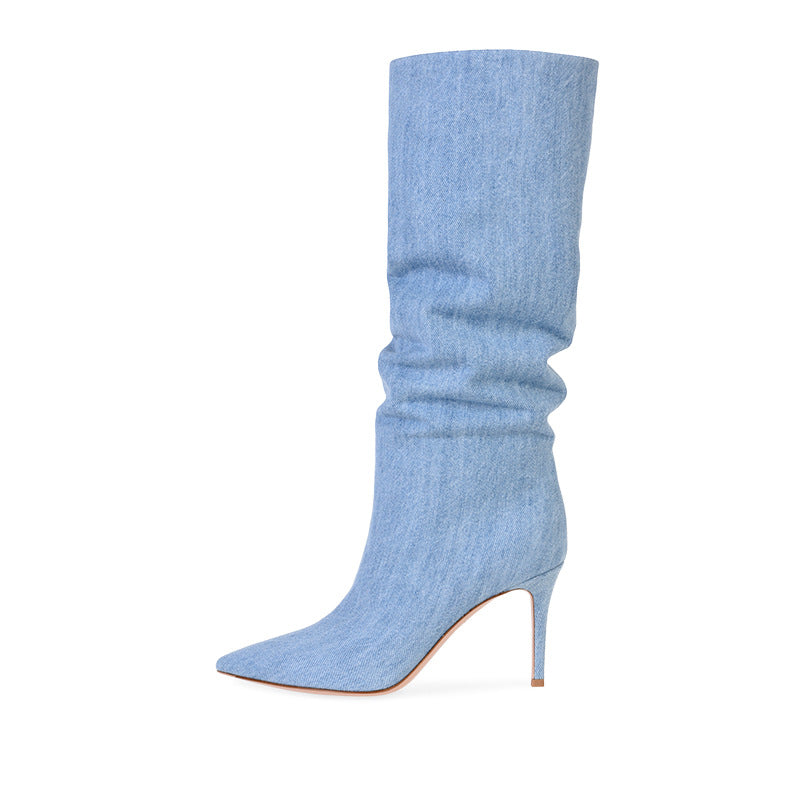 Women's Fashion Denim Knee-high Boots
