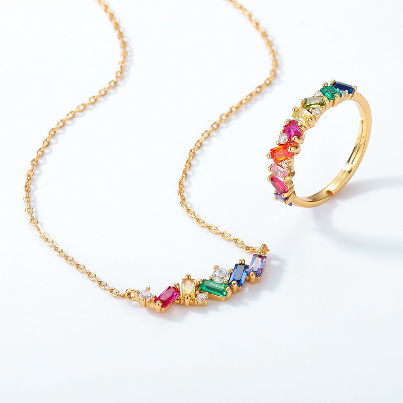Japanese Light Luxury Rainbow Candy 925 Silver Necklace