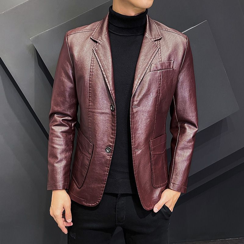 Solid Color Polo Collar Coat Men's Clothing