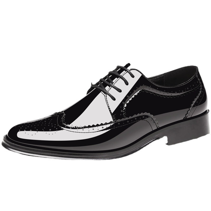 Men's Fashion Brogue Patent Leather Shiny Shoes