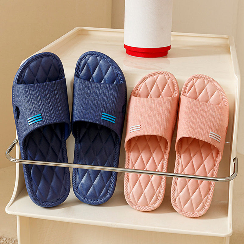 New Lozenge Home  Women Solid Color Anti-Slip Floor Bathroom Slippers